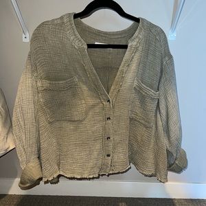 Olive green distressed tunic